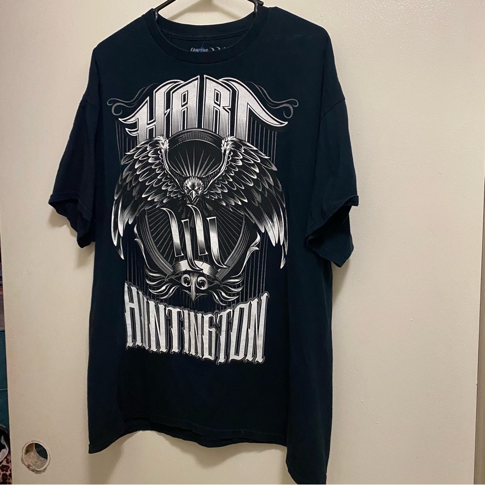 Hart & Huntington Tattoo Co Mens Graphic Tee T Shirt XL Black Grunge Biker Goth